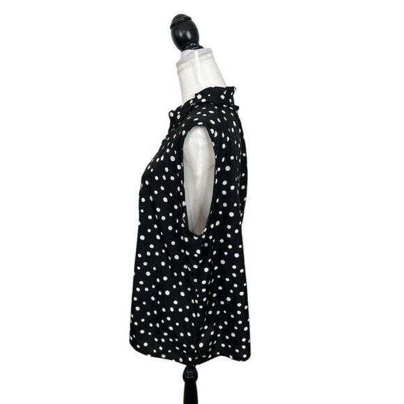 JENNIFER & GRACE Blouse Plus Size 3X Black White Sleeveless Pleated Ruffled Top - Picture 6 of 10